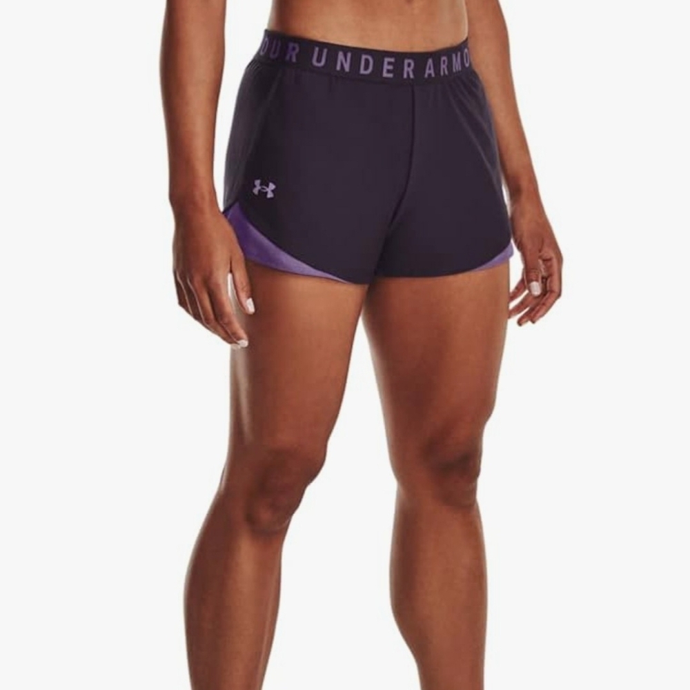 Under Armour Black Athletic Shorts with Purple Trim